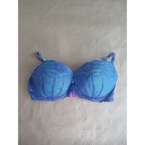 Candies Bra Womens 38D Lace Floral Blue Underwire Padded mermaid fairy rave